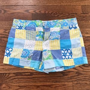 Lilly Pulitzer Blue and Yellow Patchwork Shorts